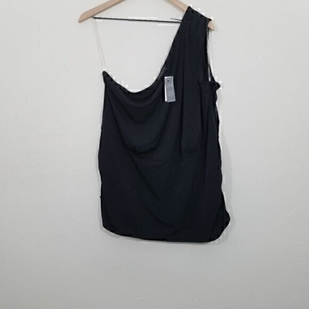 NWT Lane Bryant One-Shoulder Top Blouse Black Size 26/28